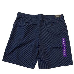 Tommy Hilfiger Mens Blue Gingham Classic Fit Shorts Size 40W Cotton Blend